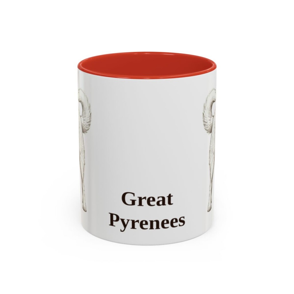 11oz Great Pyrenees Mug, Red, front view
