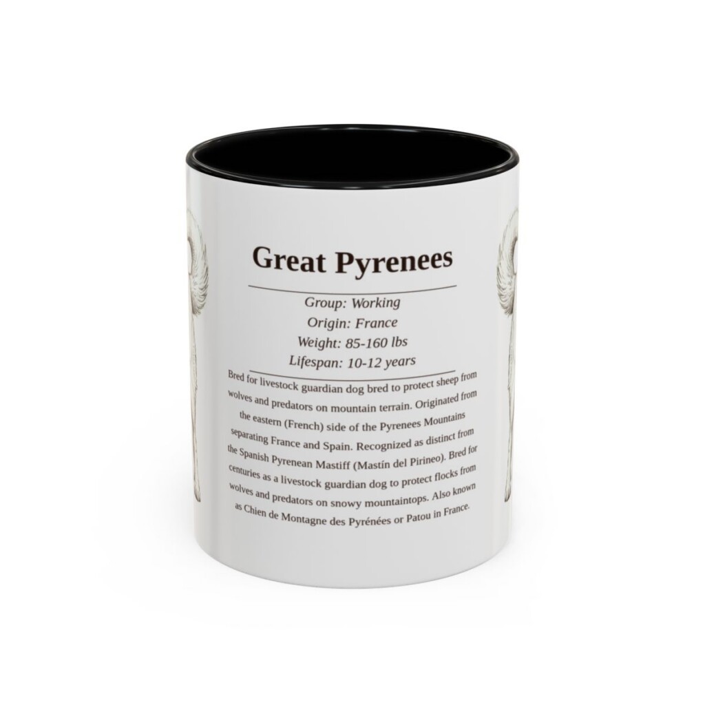 11oz Great Pyrenees Mug, Black, front view