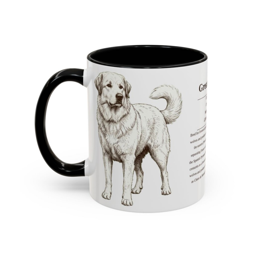 11oz Great Pyrenees Mug, Black, left side view