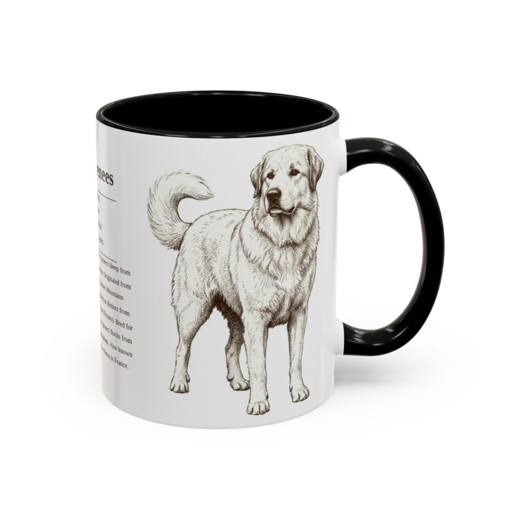 11oz Great Pyrenees Mug, Black, right side view