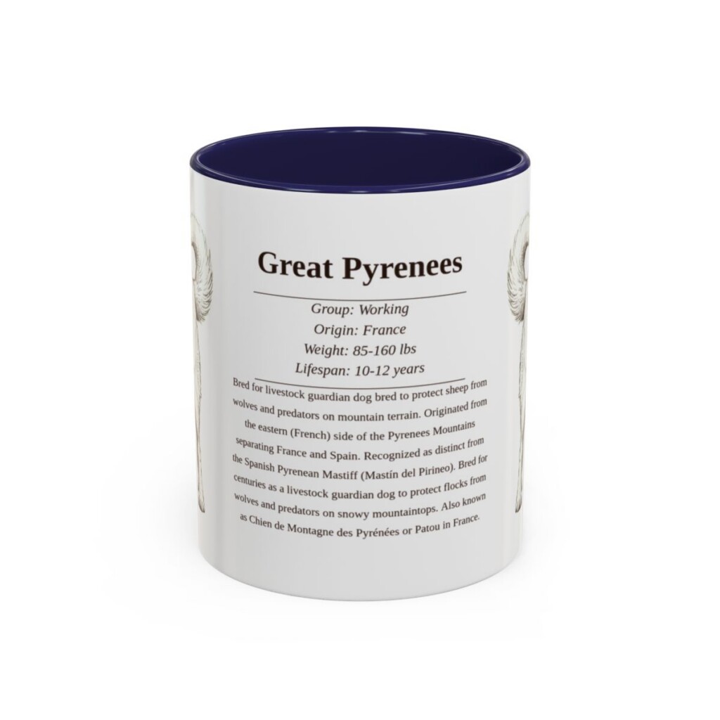 11oz Great Pyrenees Mug, Navy, front view