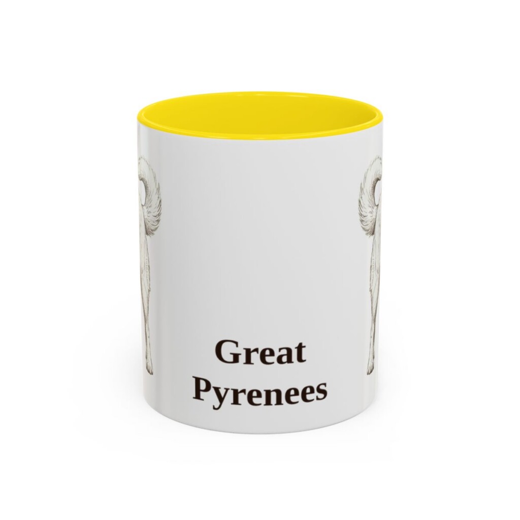 11oz Great Pyrenees Mug, Yellow, front view