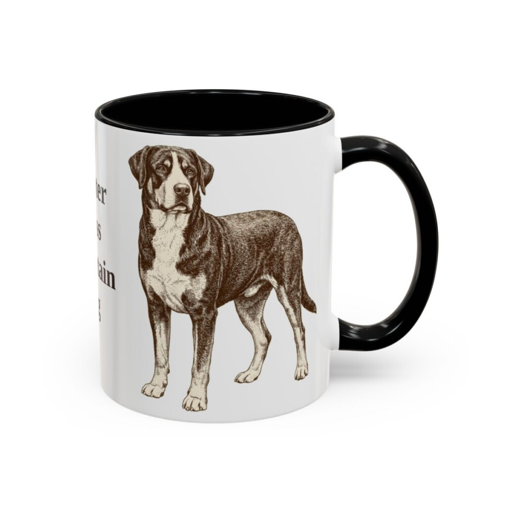 11oz Greater Swiss Mountain Dog Mug, Black, right side view