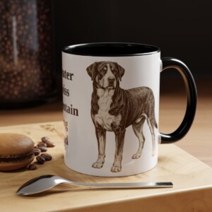11oz Greater Swiss Mountain Dog Dog Dad Mug, Black, lifestyle photo
