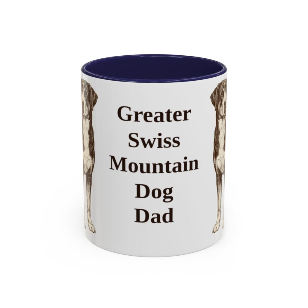 11oz Greater Swiss Mountain Dog Dog Dad Mug, Navy, front view