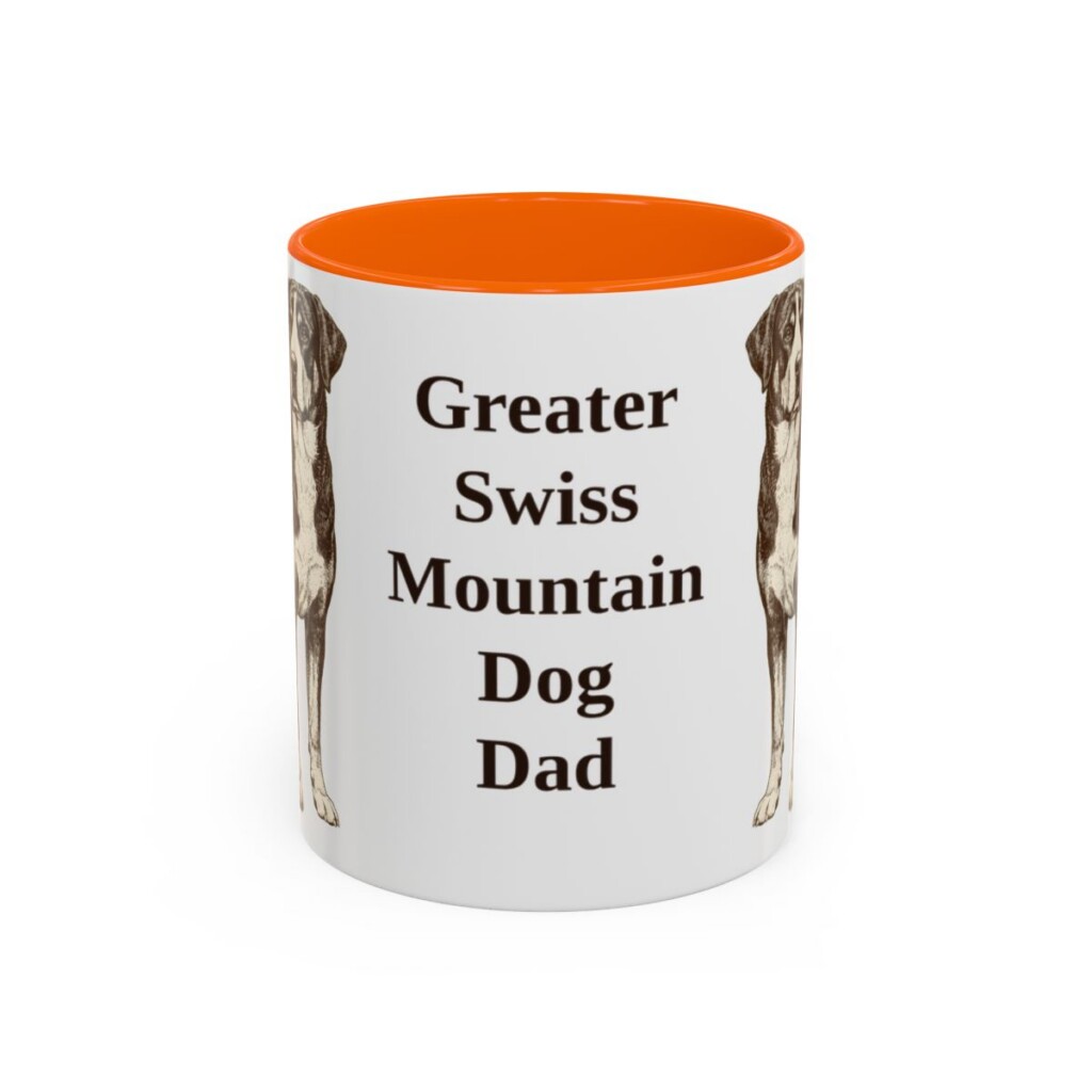 11oz Greater Swiss Mountain Dog Dog Dad Mug, Orange, front view