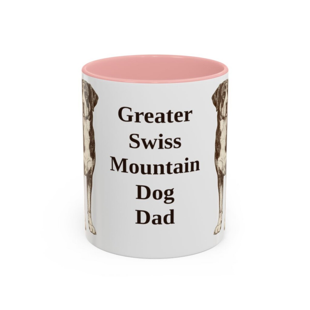 11oz Greater Swiss Mountain Dog Dog Dad Mug, Pink, front view