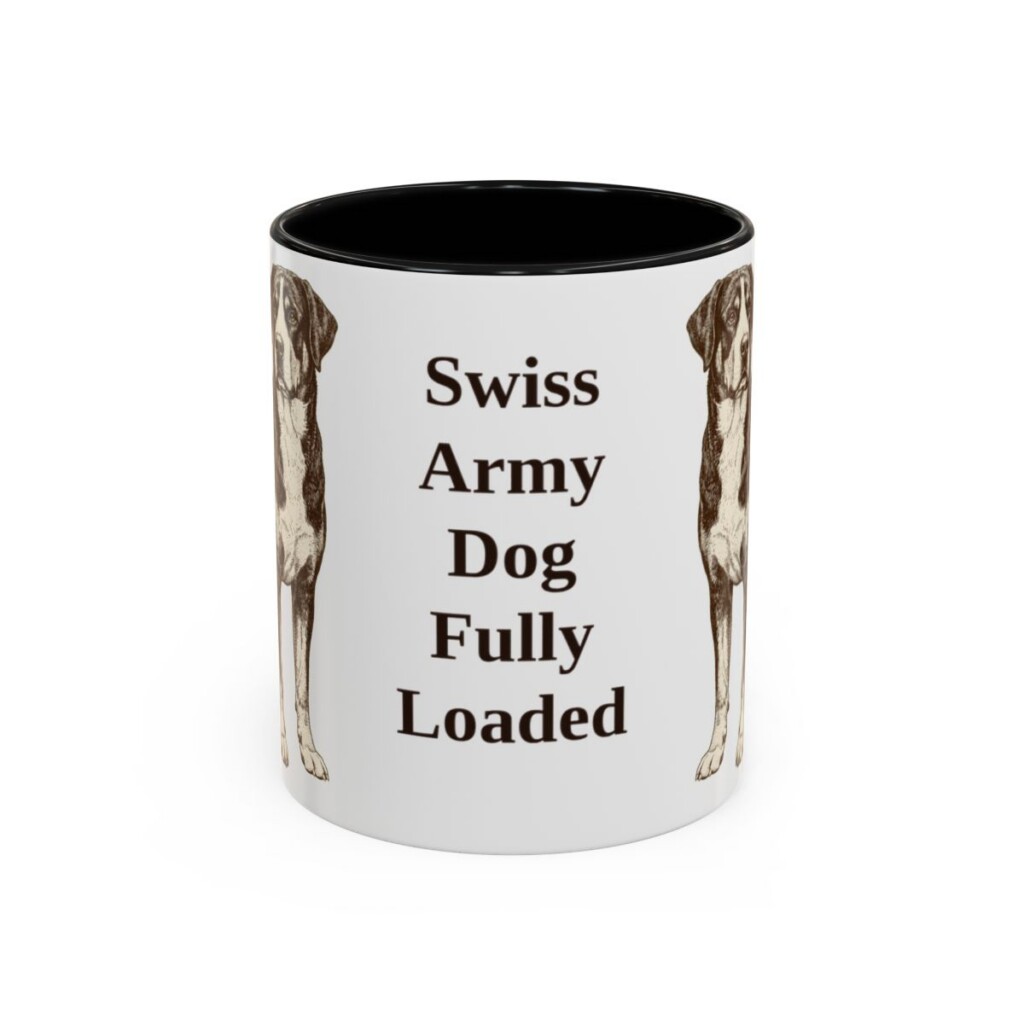 11oz Funny Greater Swiss Mountain Dog Mug, Black, front view