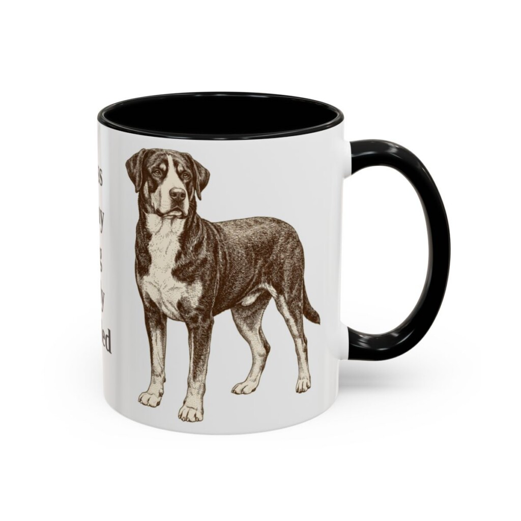 11oz Funny Greater Swiss Mountain Dog Mug, Black, right side view
