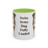 11oz Funny Greater Swiss Mountain Dog Mug, Light Green, front view