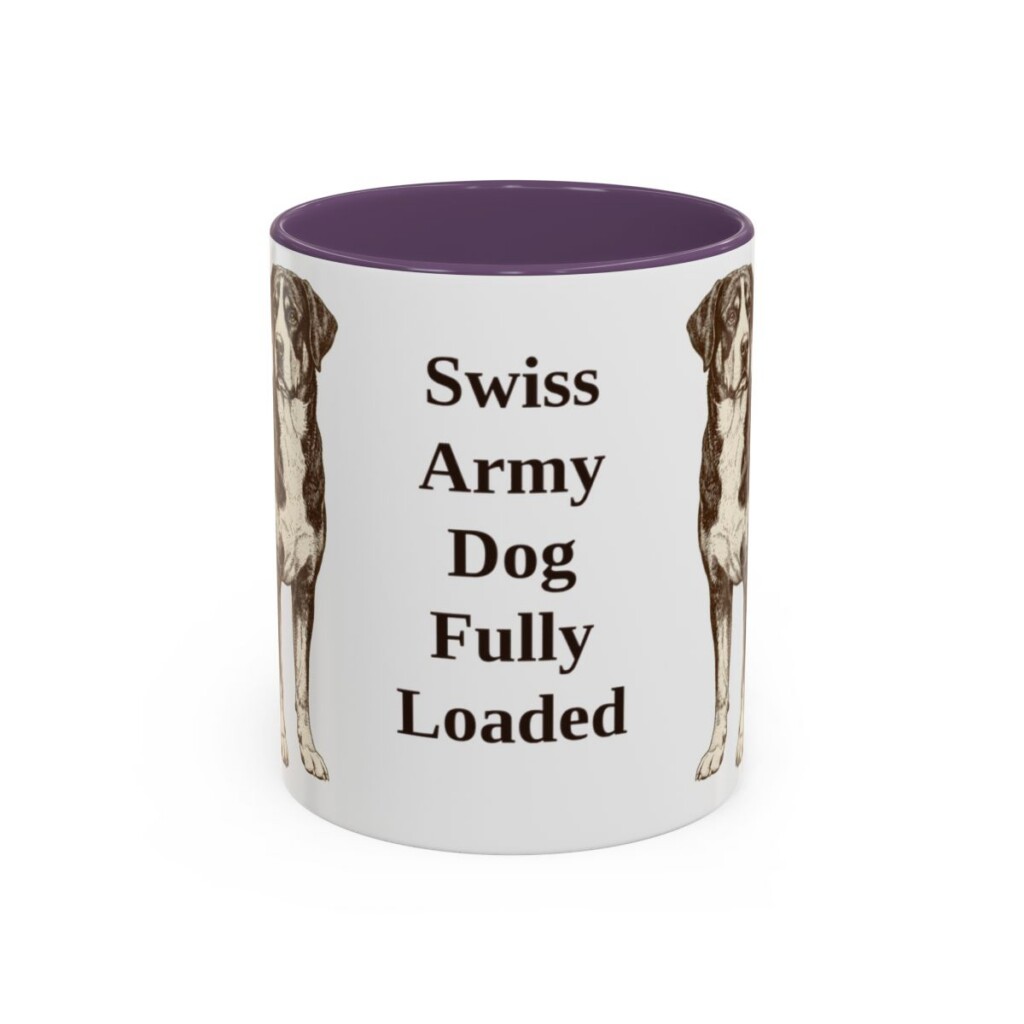 11oz Funny Greater Swiss Mountain Dog Mug, Purple, front view