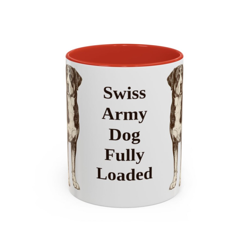 11oz Funny Greater Swiss Mountain Dog Mug, Red, front view