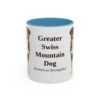 11oz Greater Swiss Mountain Dog Latin Mug, Light Blue, front view