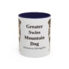 11oz Greater Swiss Mountain Dog Latin Mug, Navy, front view