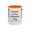 11oz Greater Swiss Mountain Dog Latin Mug, Orange, front view