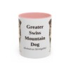 11oz Greater Swiss Mountain Dog Latin Mug, Pink, front view