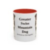 11oz Greater Swiss Mountain Dog Latin Mug, Red, front view