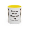11oz Greater Swiss Mountain Dog Latin Mug, Yellow, front view