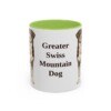 11oz Greater Swiss Mountain Dog Mug, Light Green, front view