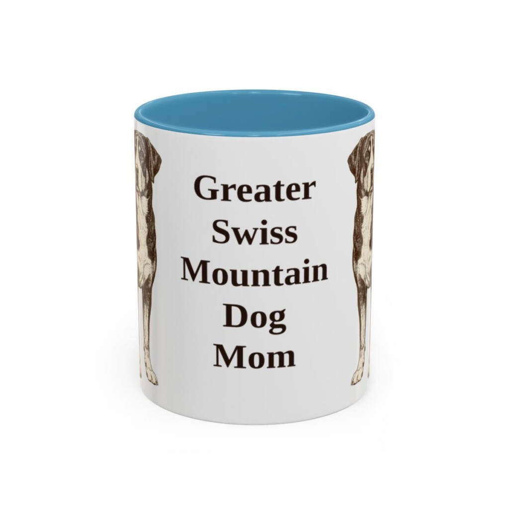 11oz Greater Swiss Mountain Dog Dog Mom Mug, Light Blue, front view