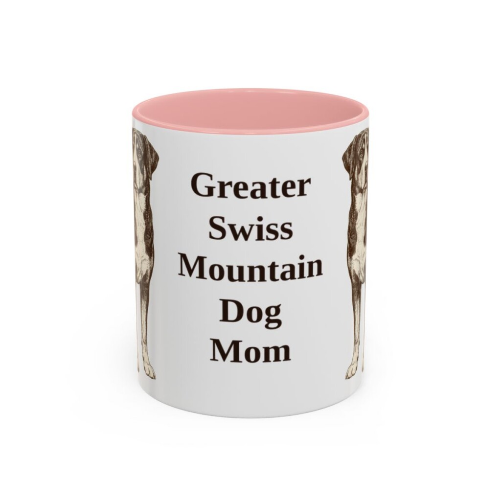 11oz Greater Swiss Mountain Dog Dog Mom Mug, Pink, front view