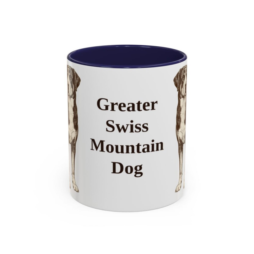 11oz Greater Swiss Mountain Dog Mug, Navy, front view