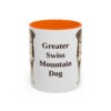 11oz Greater Swiss Mountain Dog Mug, Orange, front view