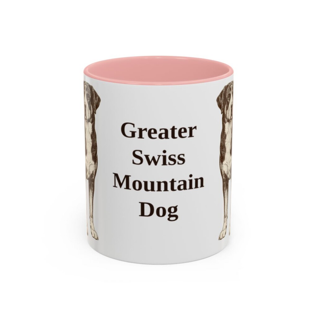 11oz Greater Swiss Mountain Dog Mug, Pink, front view