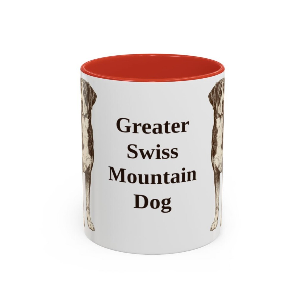11oz Greater Swiss Mountain Dog Mug, Red, front view