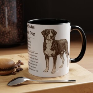 11oz Greater Swiss Mountain Dog Mug, Black, lifestyle photo