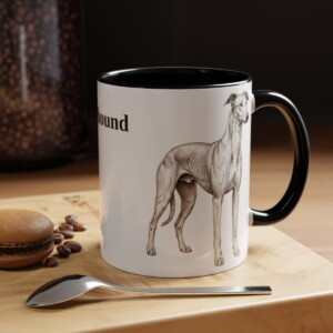 11oz Greyhound Mug, Black, lifestyle photo