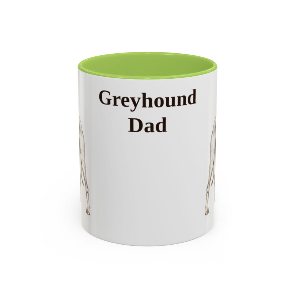 11oz-greyhound-mug-dad-light-green 11oz Greyhound Dog Dad Mug, Light Green, front view