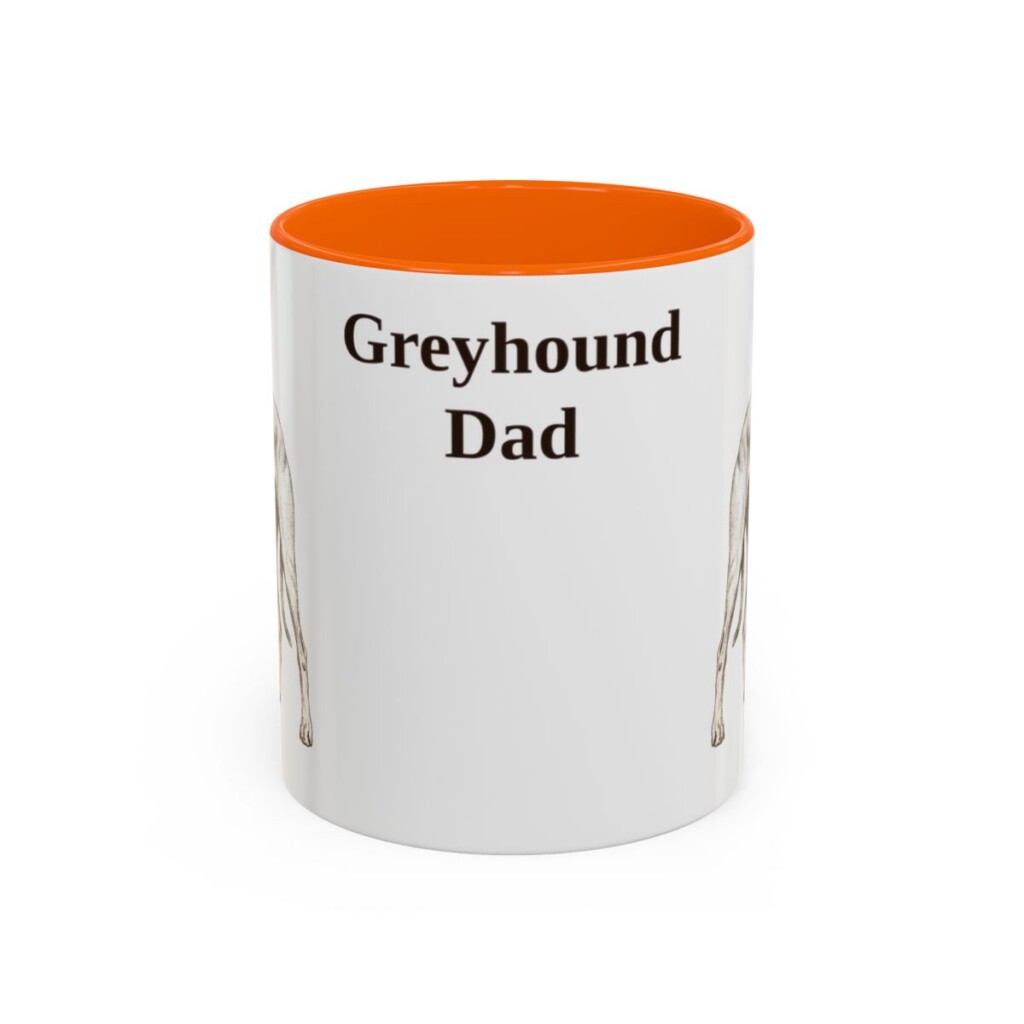 11oz-greyhound-mug-dad-orange 11oz Greyhound Dog Dad Mug, Orange, front view
