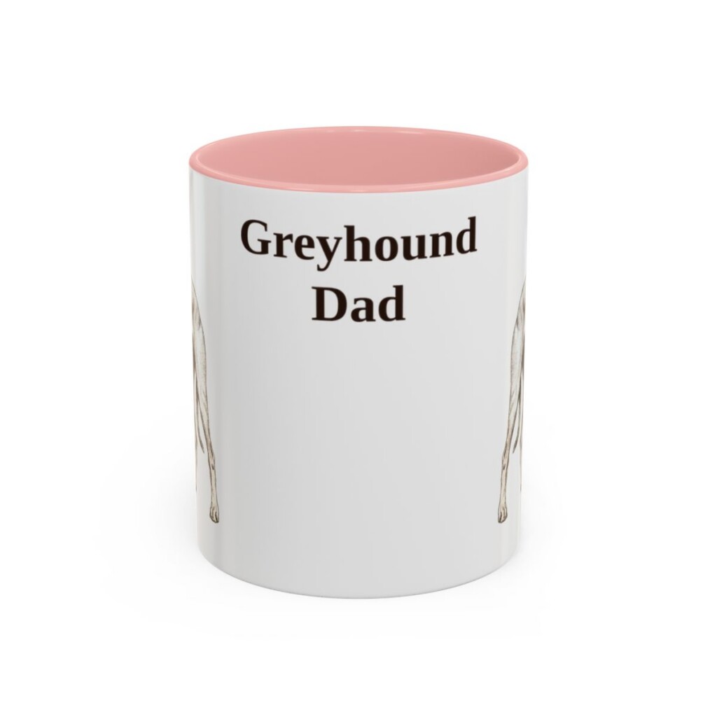 11oz-greyhound-mug-dad-pink 11oz Greyhound Dog Dad Mug, Pink, front view