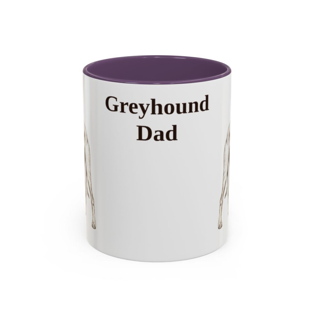 11oz-greyhound-mug-dad-purple 11oz Greyhound Dog Dad Mug, Purple, front view