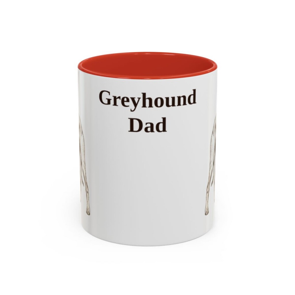 11oz-greyhound-mug-dad-red 11oz Greyhound Dog Dad Mug, Red, front view