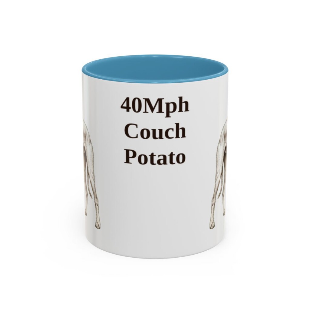 11oz Funny Greyhound Mug, Light Blue, front view