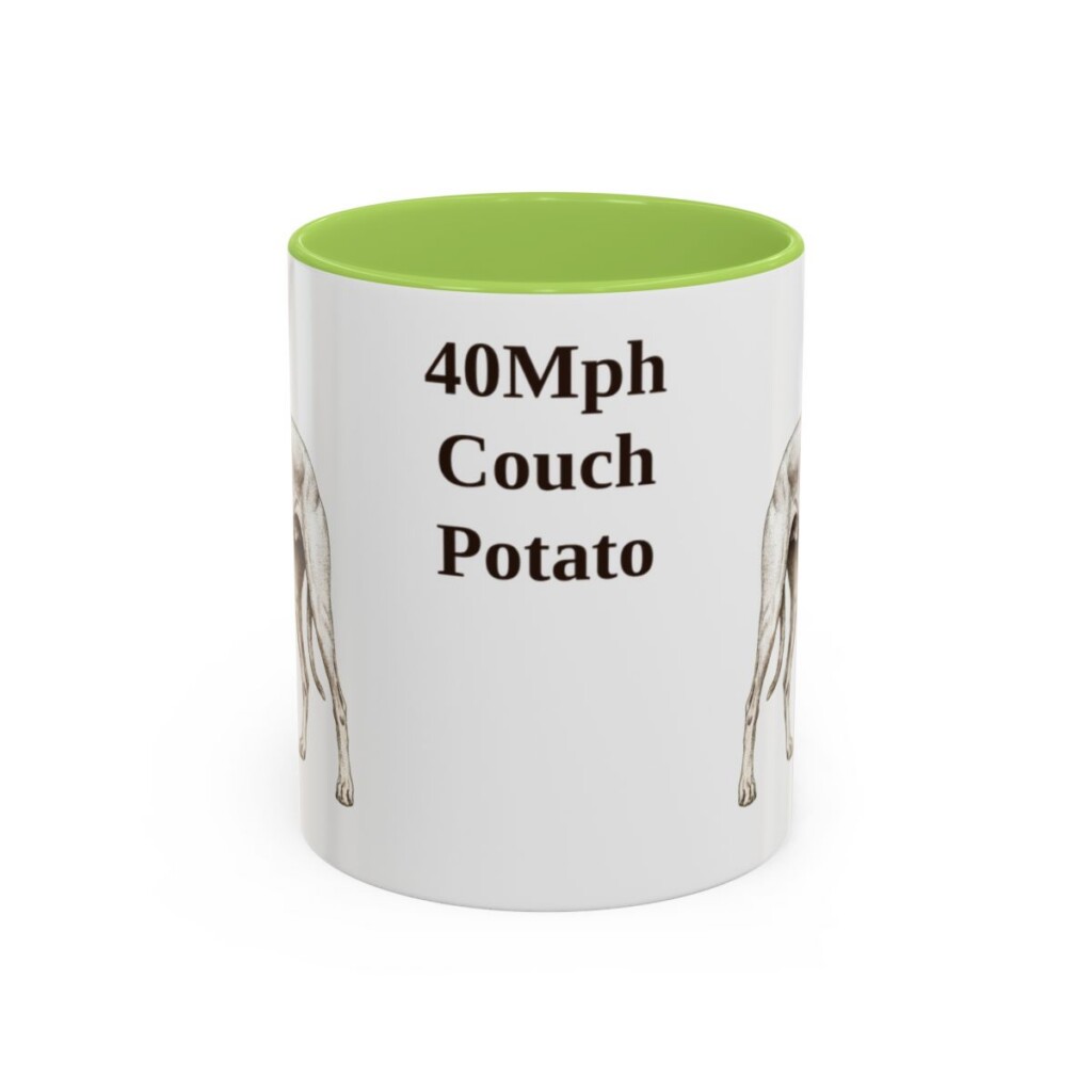 11oz Funny Greyhound Mug, Light Green, front view