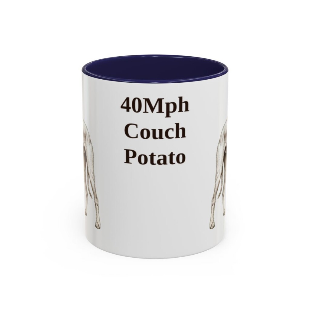 11oz Funny Greyhound Mug, Navy, front view