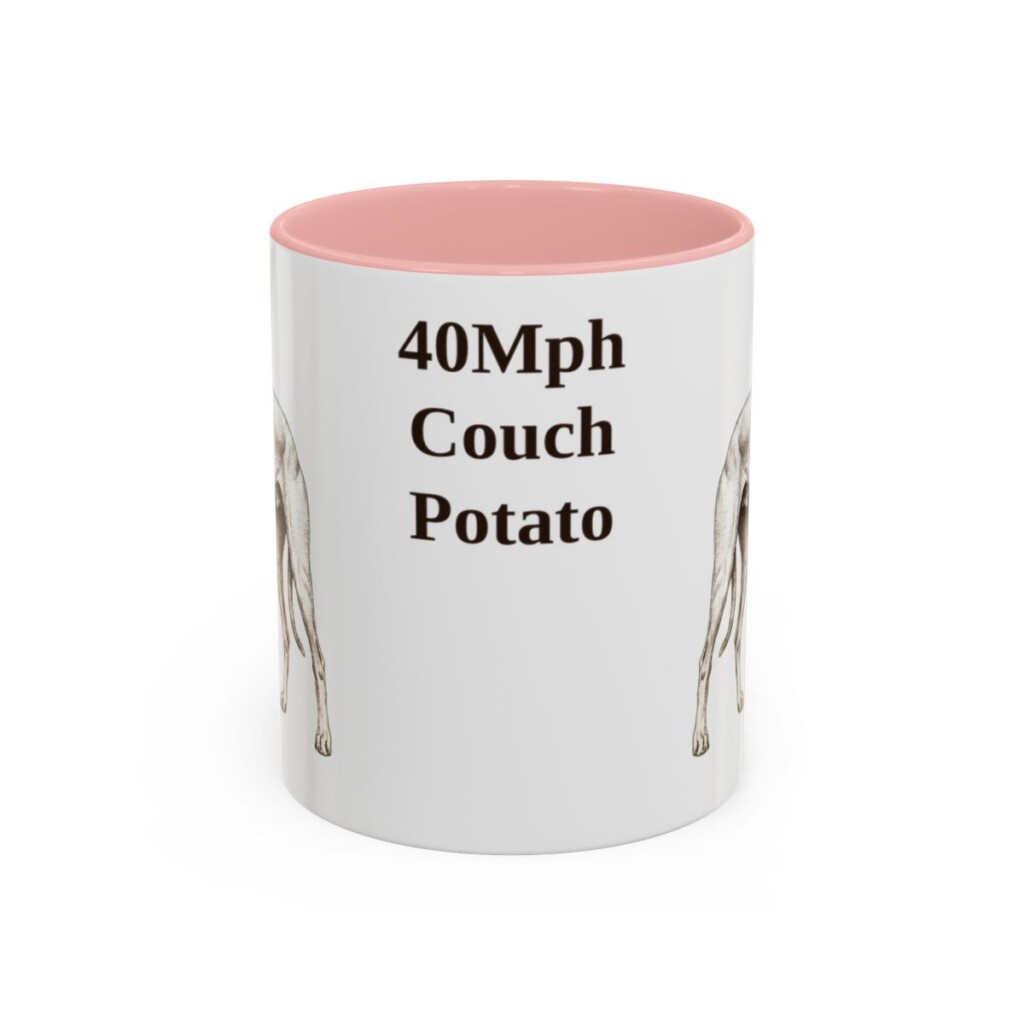 11oz Funny Greyhound Mug, Pink, front view