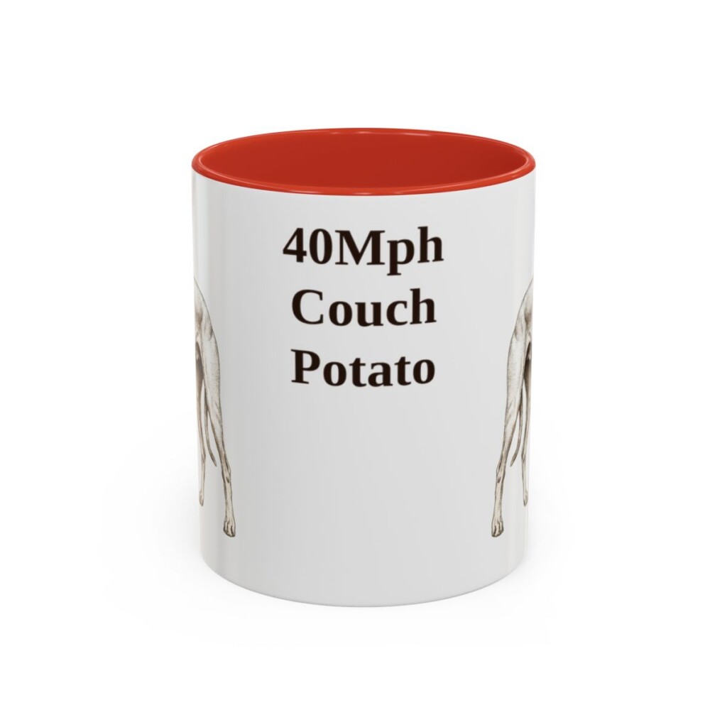 11oz Funny Greyhound Mug, Red, front view