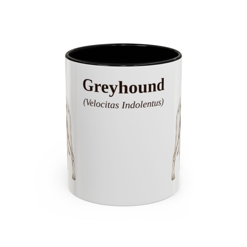 11oz Greyhound Latin Mug, Black, front view