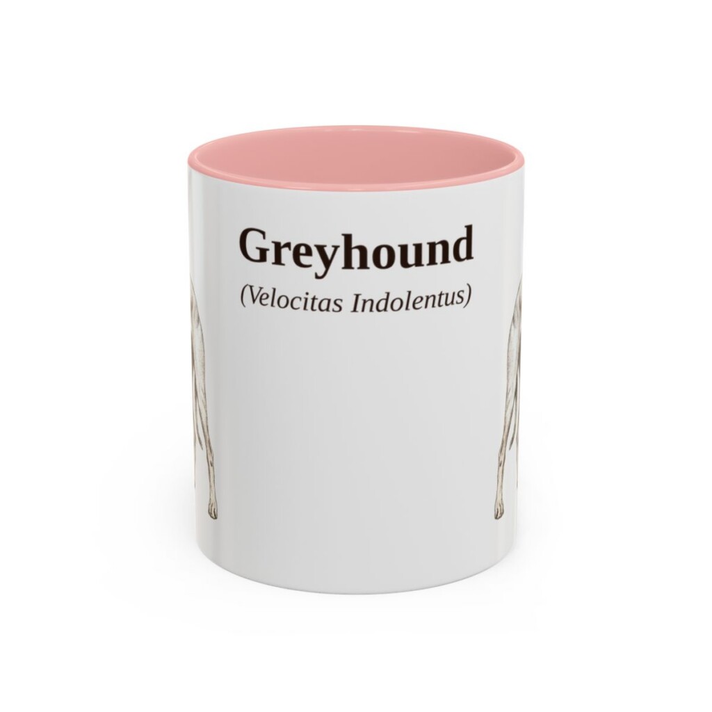 11oz Greyhound Latin Mug, Pink, front view