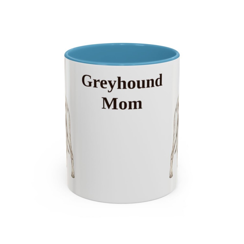 11oz Greyhound Dog Mom Mug, Light Blue, front view