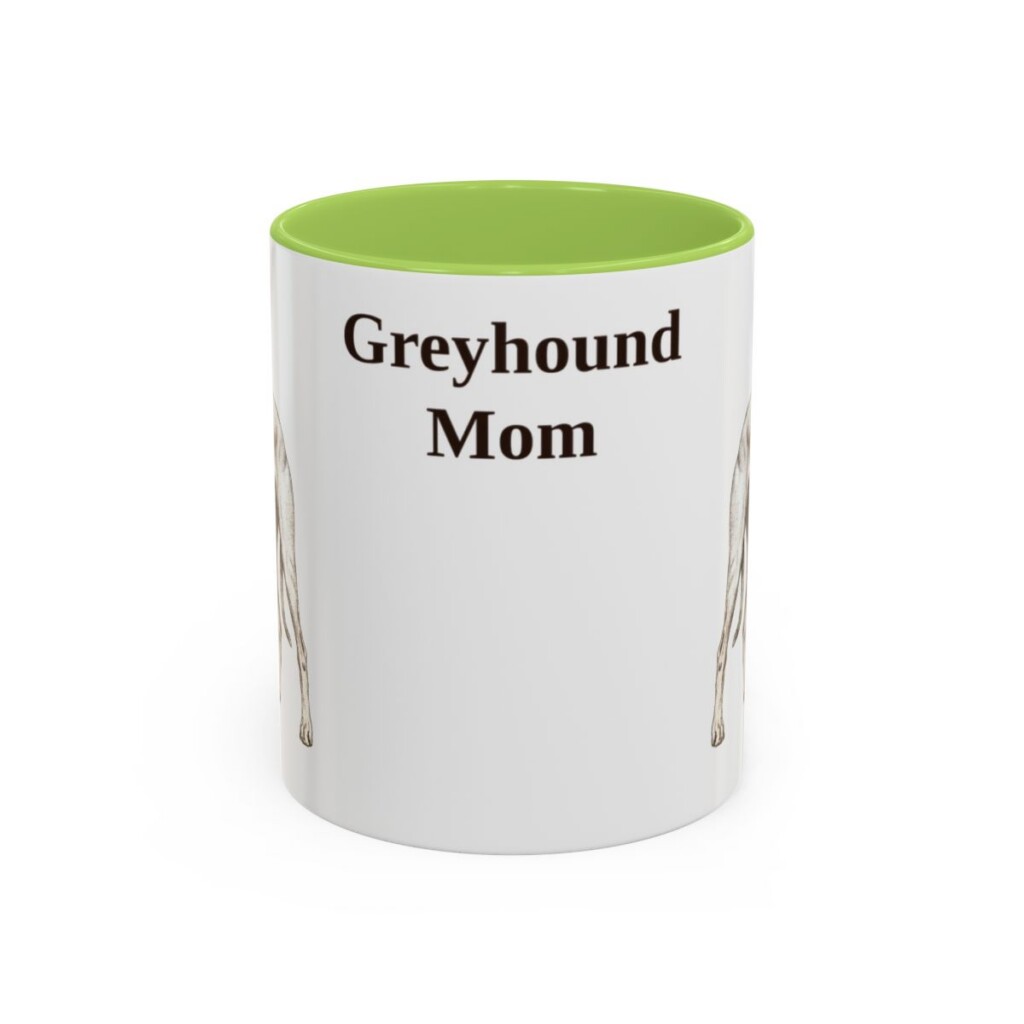 11oz Greyhound Dog Mom Mug, Light Green, front view