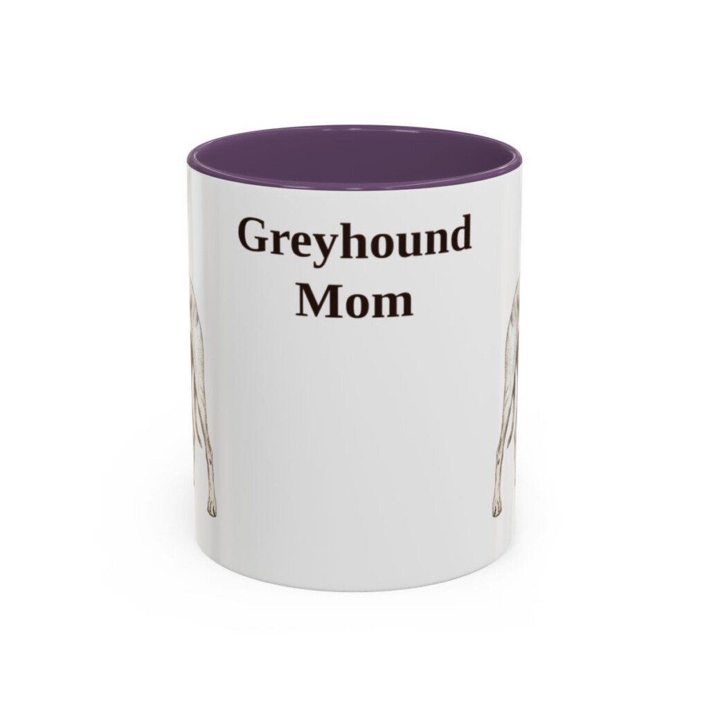 11oz Greyhound Dog Mom Mug, Purple, front view