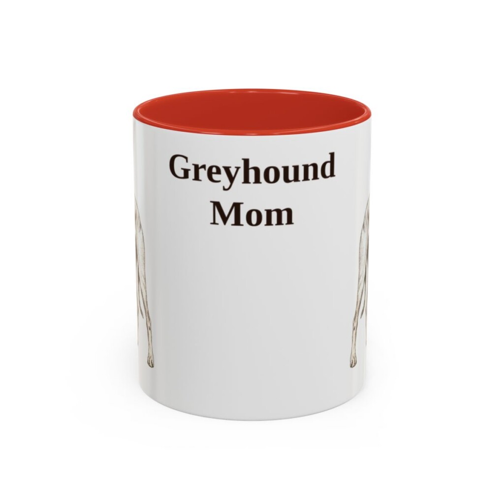 11oz Greyhound Dog Mom Mug, Red, front view