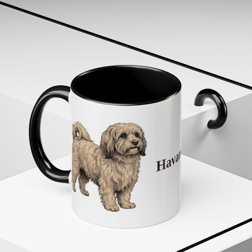 11oz Havanese Mug, Black, lifestyle photo