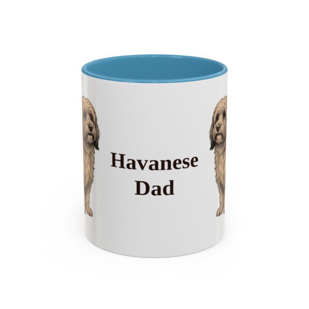 11oz Havanese Dog Dad Mug, Light Blue, front view