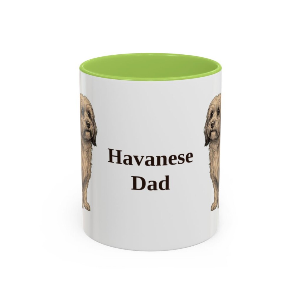 11oz Havanese Dog Dad Mug, Light Green, front view